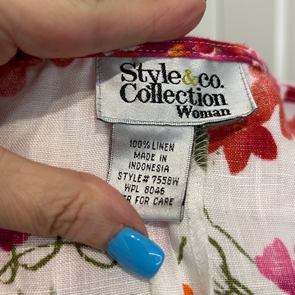 Style & Co Woman 💯% Linen Maxi Dress, Floral All over Print | Size 1X - Picture 8 of 9